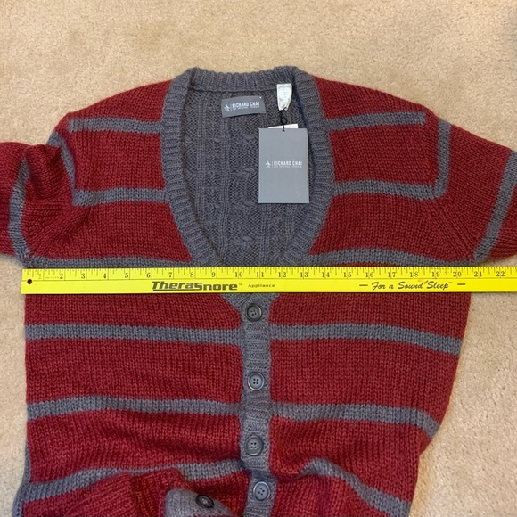 Richard Chai for Original Penguin Mens Chunky Knit Stripe Cardigan-M - Picture 7 of 13
